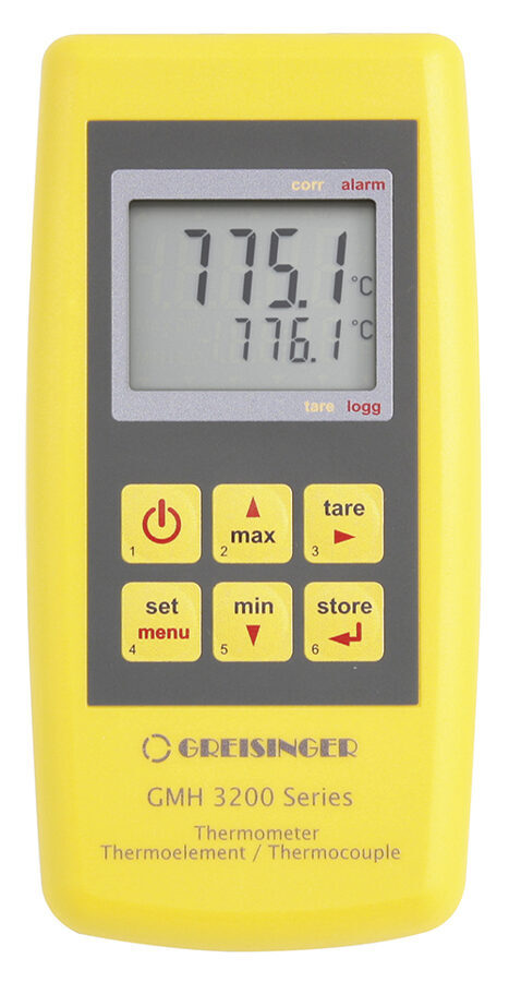 Greisinger GMH 3231 2-kanālu termometrs K,J,T,N,S,E,B-tipa sensoriem (ražots Vācijā)