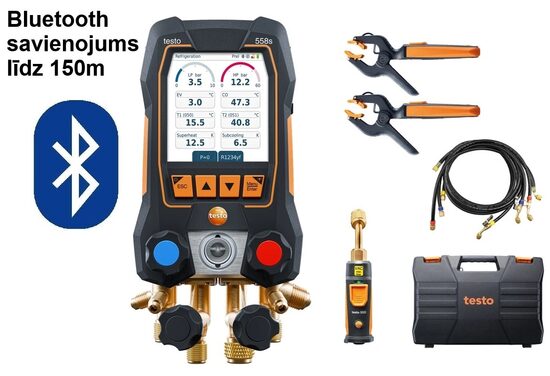 Testo 558s Bluetooth manifolda smart komplekts ar 4 šļūtenēm 0564 5583