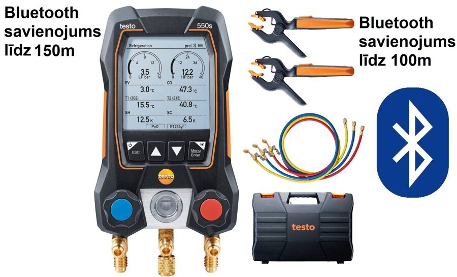 Testo 550s Bluetooth manifolda Smart komplekts ar šļūtenēm 0564 5503