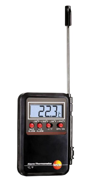 Testo Mini iedurams termometrs ar sensoru vadā un trauksmes signālu 0900 0530